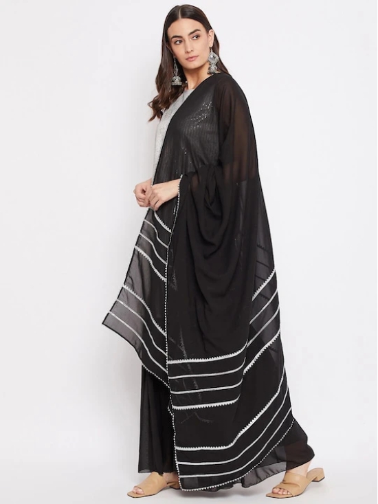 Black & Silver-Toned Dupatta with Gotta Patti