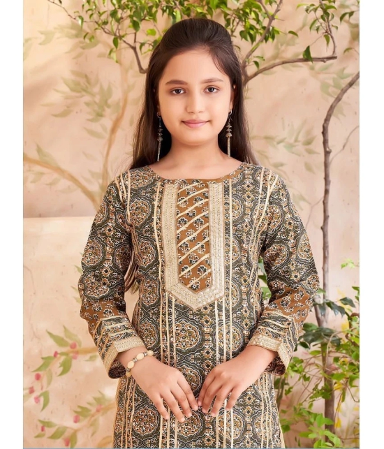 Aarika Brown Cotton Girls Kurta and Sharara Set ( Pack of 1 ) - None