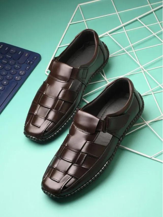 Mens Dreamers Brown  Leather Slippers-8