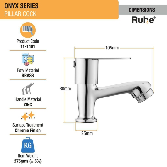 Onyx Pillar Tap Brass Faucet- by Ruhe®