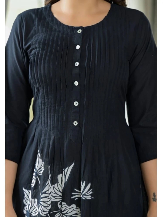 Juniper Cotton Blend Printed Flared Womens Kurti - Black ( Pack of 1 ) - None