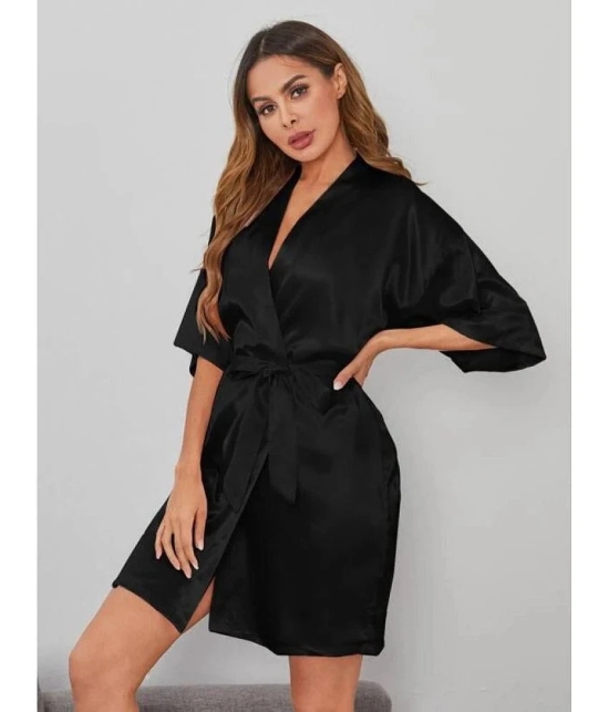 Celosia Satin Robes - Black Single - Free Size