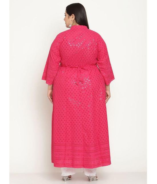 Queenley - Pink Cotton Women's Flared Kurti ( Pack of 1 ) - None