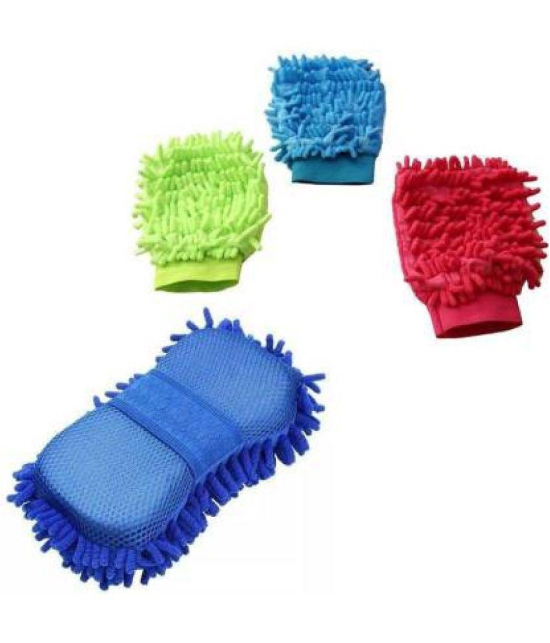 mahek accessories - Multicolor Microfiber Cloth For Automobile ( Pack of 4 )