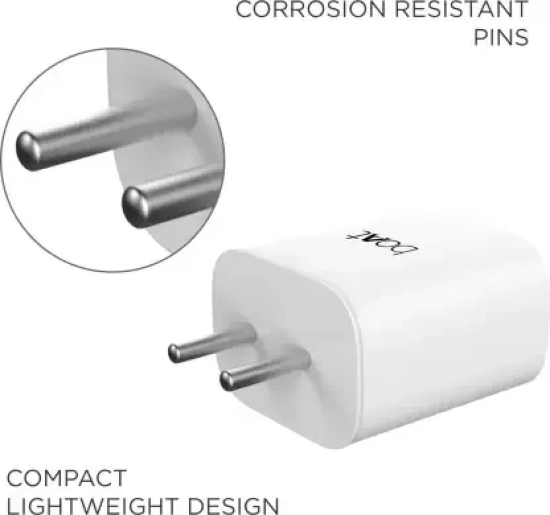 boAt 18w WCD QC3.0 Fast Charger Adaptor with Type C Cable | Fast Charger with Quick Charge 3.0, Smart IC protection, Spark protection