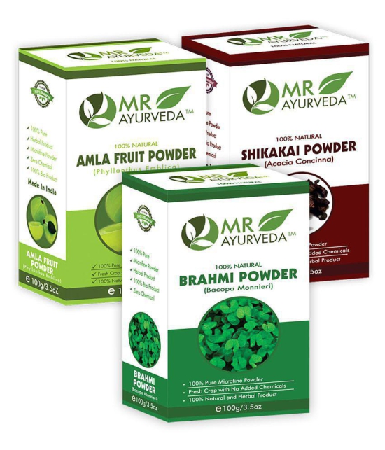 MR Ayurveda 100% Pure Brahmi Powder, Amla Powder & Shikakai Powder Hair Scalp Treatment 300 g Pack of 3