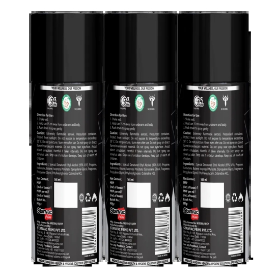 Adigo Max Black Edition Deodorant 165ml(Pack Of 3)