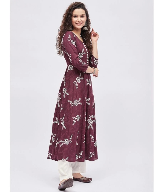 Tissu - Maroon Rayon Womens Flared Kurti ( Pack of 1 ) - None