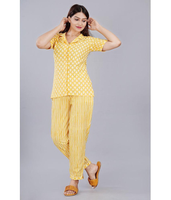 JC4U - Yellow Cotton Blend Womens Nightwear Nightsuit Sets ( Pack of 1 ) - None