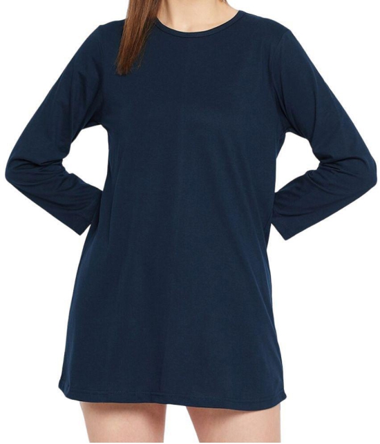 PPTHEFASHIONHUB - Navy Blue Cotton Blend Loose Fit Women''s T-Shirt ( Pack of 1 ) - None