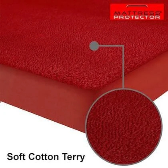 Mattress Protector Maroon Waterproof Cover for Single Bed (78 x 36 inch)-(78 x 36 inch) / Maroon