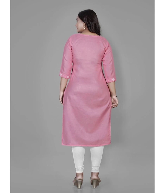 RIAANA Cotton Blend Printed Straight Womens Kurti - Pink ( Pack of 1 ) - None