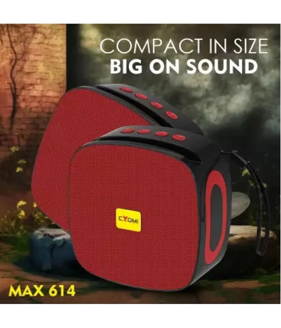 CYOMI CY_MAX614 5 W Bluetooth Speaker Bluetooth v5.0 with SD card Slot Playback Time 10 hrs Red - Red