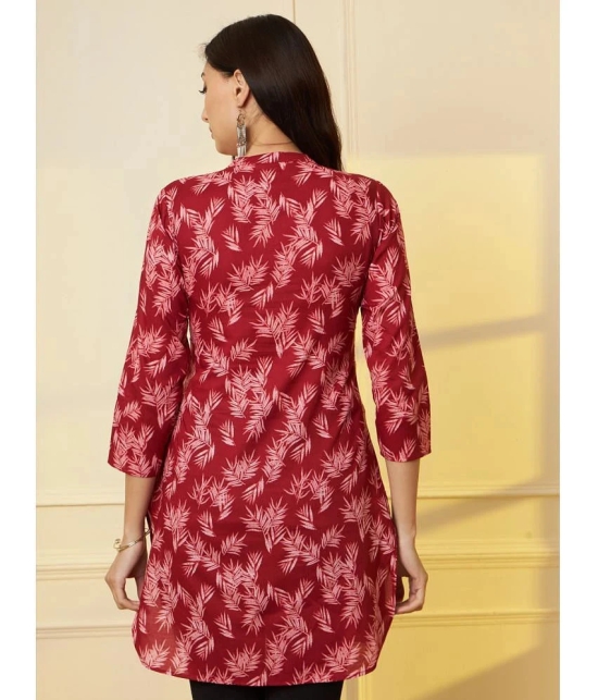 Tissu Cotton Printed Straight Womens Kurti - Maroon ( Pack of 1 ) - None