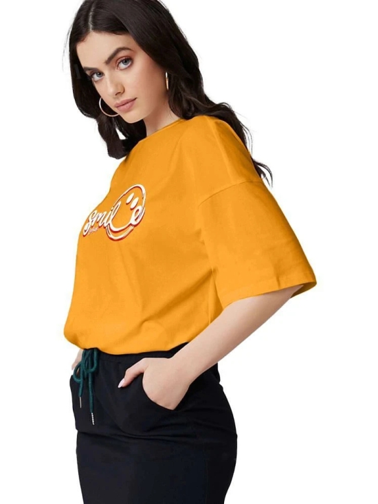 Leotude Yellow Cotton Blend Womens T-Shirt ( Pack of 1 ) - None