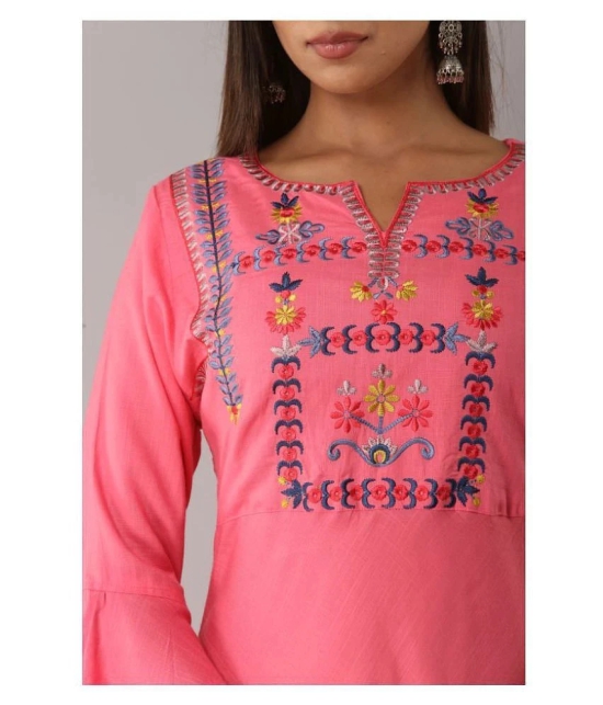 MAUKA - Pink Rayon Womens A-line Kurti - XXL