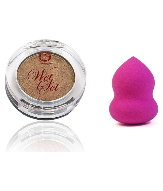 Colors Queen Wet Set Shimmer Highlighter with Beauty Blender Combo of 2