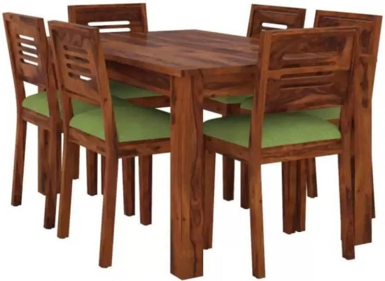 Grazi Teak Wood 6 Seater Dining Set-Brown