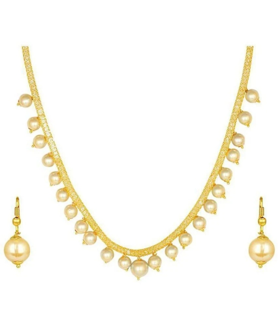 Farid Enterprises - Gold Brass Necklace Set ( Pack of 1 ) - Gold