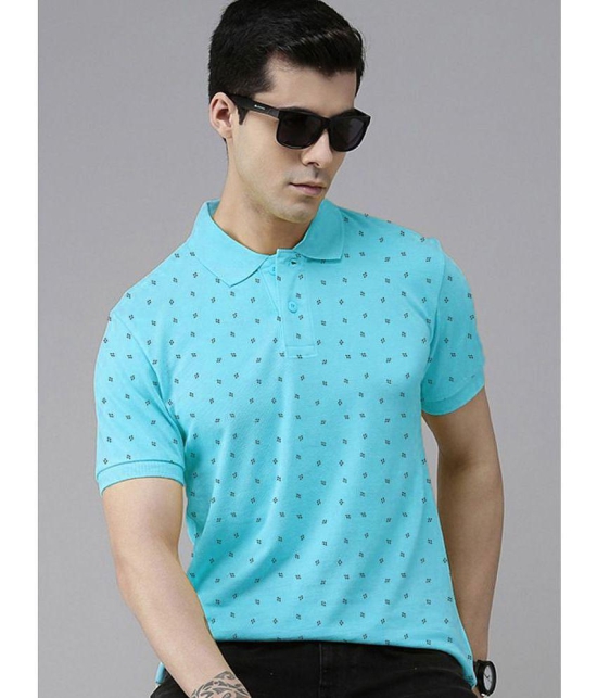 ADORATE - Turquoise Cotton Regular Fit Mens Polo T Shirt ( Pack of 1 ) - None