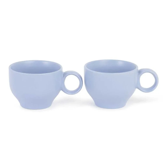 Ring Handle Ceramic Cup  | Set of 2 Emerald Green