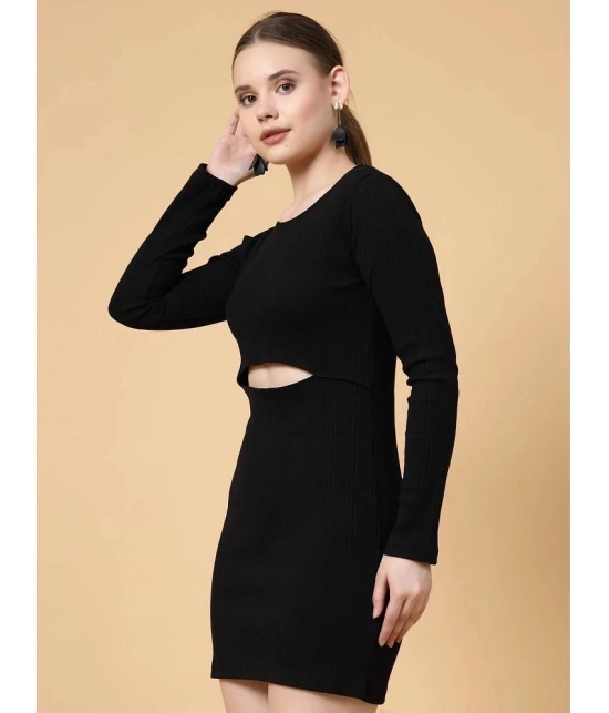 Rigo Cotton Solid Mini Womens Bodycon Dress - Black ( Pack of 1 ) - None