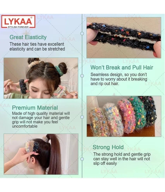 Lykaa Soft Stretchable hair rubber band hair ties ponytail holder hair Band - Pack of 5 (Multicolor) - Multi