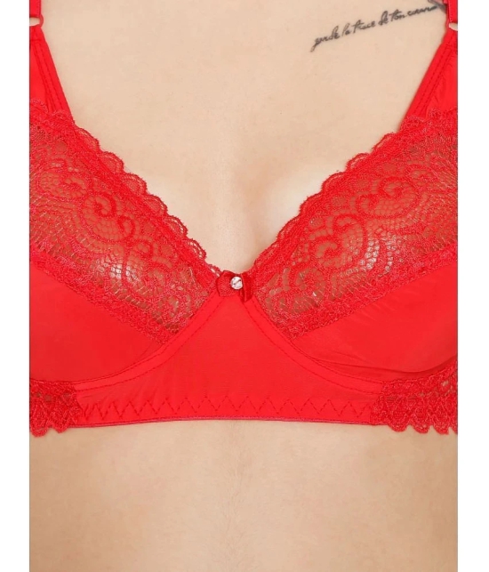 ILRASO Pack of 1 Lace Non Padded Womens T-Shirt Bra ( Red ) - None