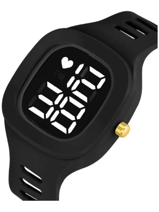 Rhonium Black Silicon Digital Mens Watch