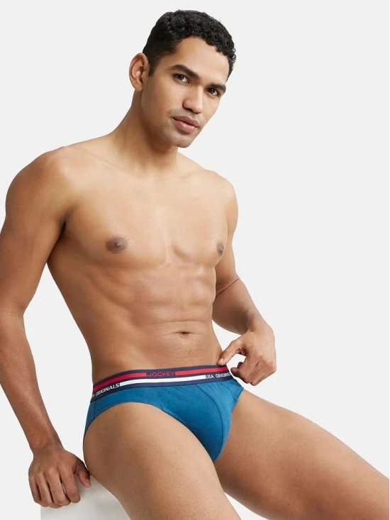 Jockey US49 Men Super Combed Cotton Solid Brief with Ultrasoft Waistband - Seaport Teal - None