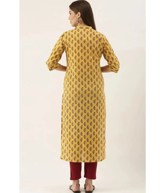 Rajnandini - Yellow 100% Cotton Womens Straight Kurti ( Pack of 1 ) - None