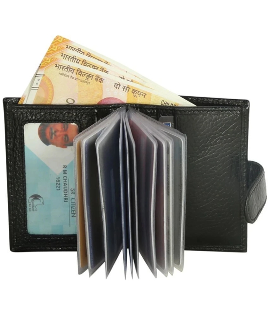 STYLE SHOES Black Leather ATM + Money Slot 10 Slot Travel Card Holder For Men & Women - Black