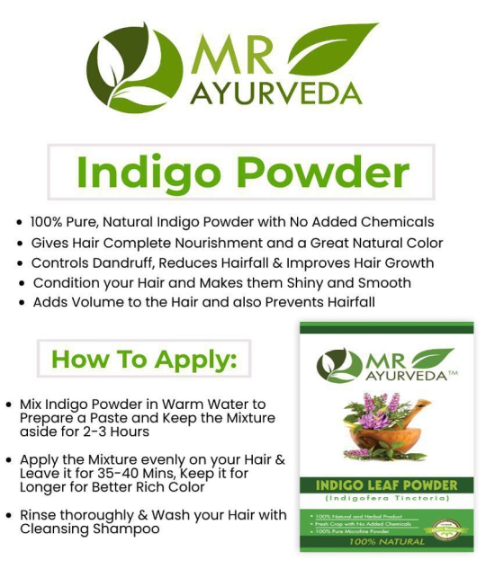 MR Ayurveda Indigo Powder for Hair Natural Henna 200 g Pack of 2