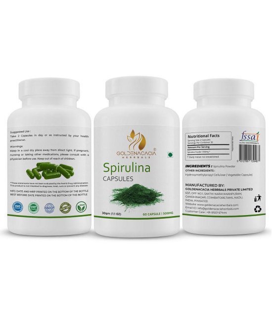 GOLDENACACIA HERRBALS Spirulina 500mg 60 Capsules Capsule 1 no.s