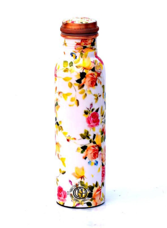 Copper Bottles for Printed with Art Work, Travelling Purpose Bottles, Yoga Ayurveda Healing, 950 ML (Design SM 14)