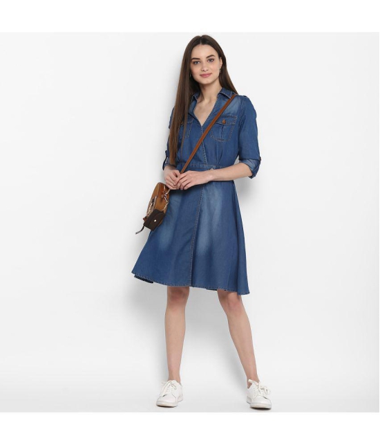 StyleStone Denim Blue Fit And Flare Dress - Single - None