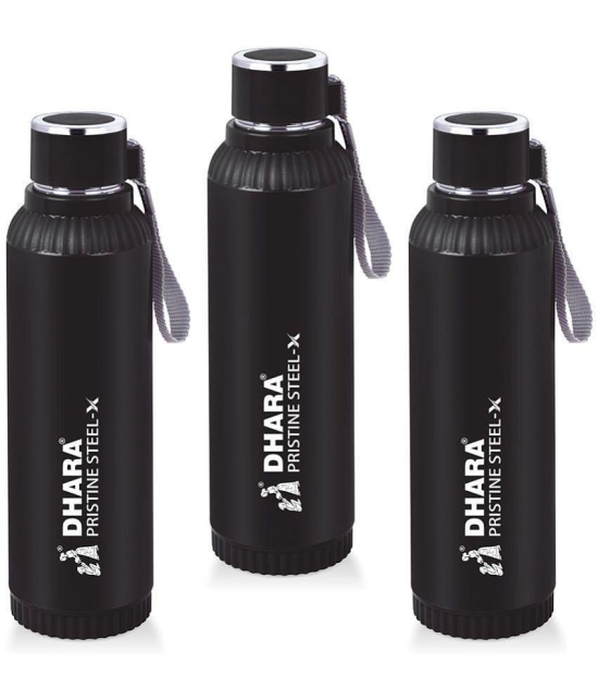 Dhara Stainless Steel - Quench 900 Insulated Inner Steel 700ml (Pack of 2) Black Water Bottle 700 mL ( Set of 4 ) - Black