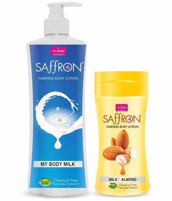 VI-JOHN Saffron Fairness Body Lotion My Body Milk 400ml & Mlk Almond 250ml Pack of 2