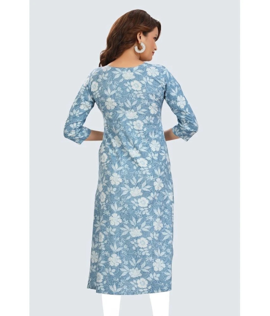 Meher Impex Cotton Printed Straight Womens Kurti - Light Blue ( Pack of 1 ) - None