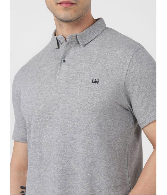 UrbanMark Men Half Sleeves Regular Fit Solid Polo T Shirt-Melange Grey - None