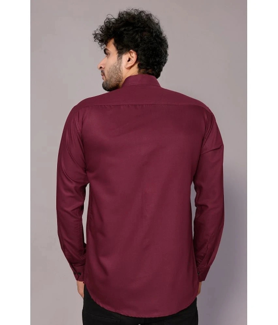 Anand Cotton Blend Regular Fit Solids Full Sleeves Mens Casual Shirt - Maroon ( Pack of 1 ) - None