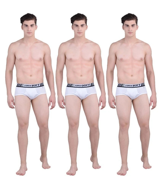 Force NXT Pack of 3 Cotton Mens Briefs ( White ) - S