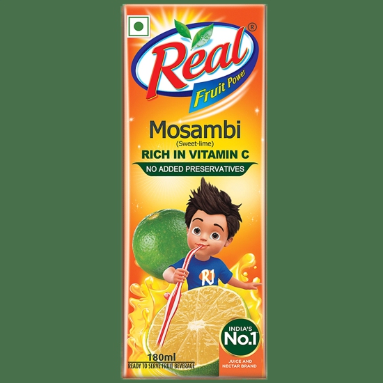 Real Fruit Mosambi Juice, 180 ml