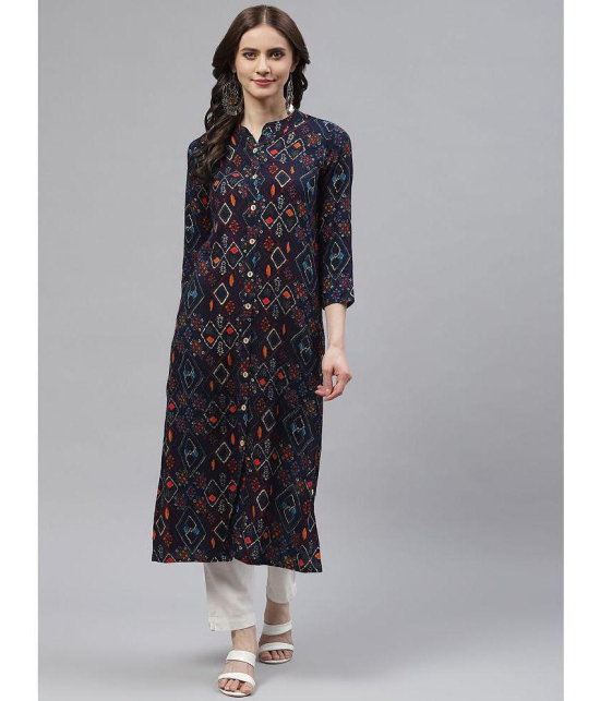 KIPEK - Navy Blue Viscose Womens Straight Kurti ( Pack of 1 ) - None