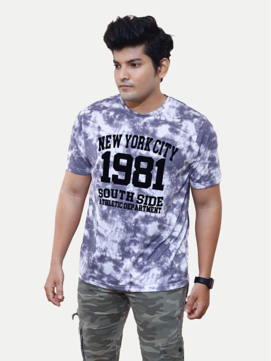 Men White Tie and Dye Cotton Printed Crew Neck T-Shirt