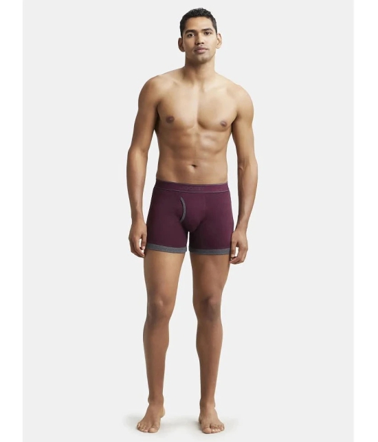 Jockey 1017 Men Super Combed Cotton Rib Solid Boxer Brief-Wine Tasting & Charcoal Melange(Pack of 2) - None