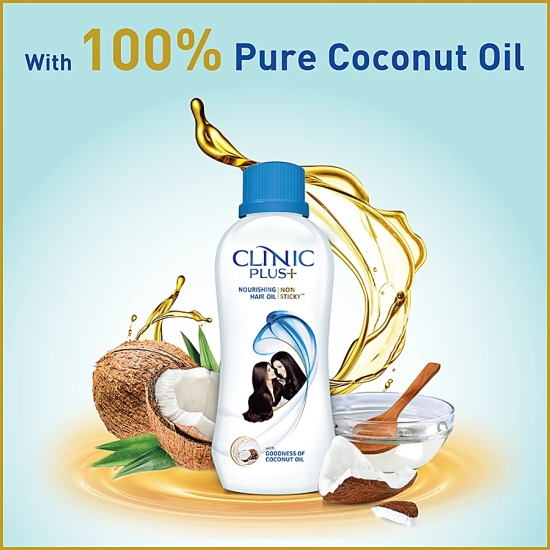 Clinic Plus Nourishing Non-Sticky Hair Oil - Reduces Hair Breakage, With Goodness Of Coconut Oil, 100% Pure, 100 Ml Bottle