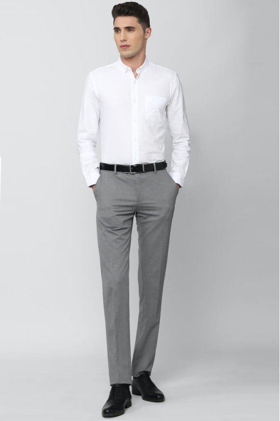 Men White Slim Fit Formal Full Sleeves Formal Shirt