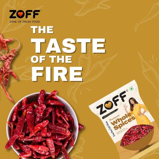 Zoff Dried Red Chilli | Natural and Fresh Sukhi | Lal Mirch Farm Picked