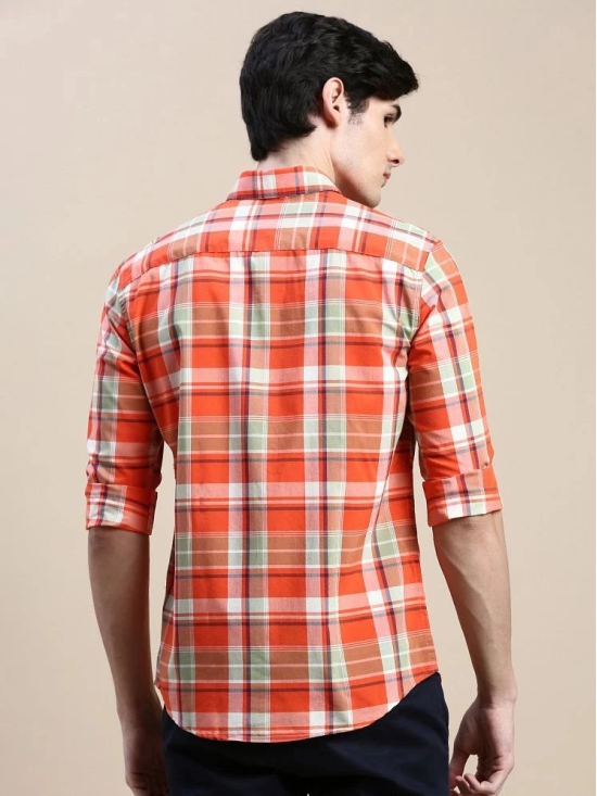 Showoff Cotton Blend Regular Fit Checks Full Sleeves Mens Casual Shirt - Orange ( Pack of 1 ) - None